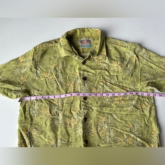 It’s 5 O’Clock Somewhere Green Silk Tropical Short Sleeve Hawaiian Shirt Med - Picture 4 of 7
